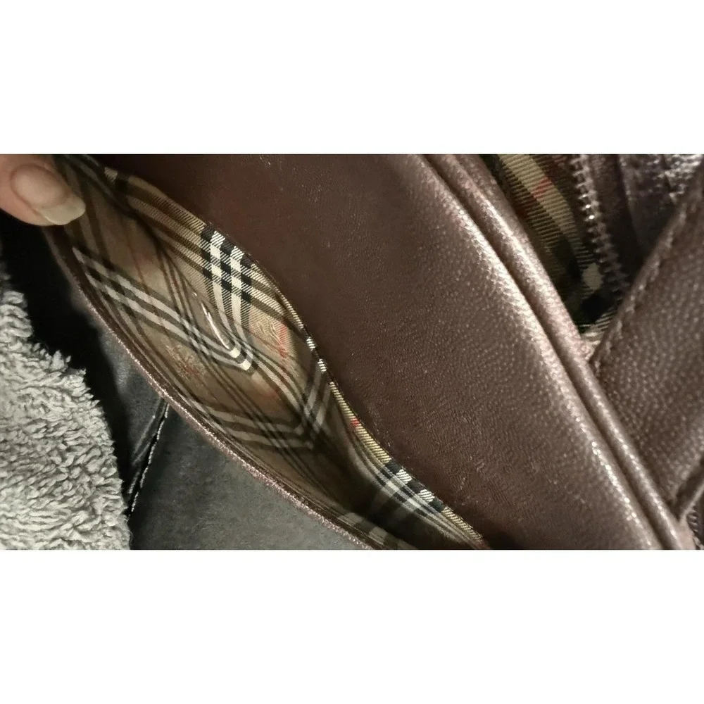 Vintage BURBERRY Hand bag Brown Leather & Suede Authentic Purse With COA